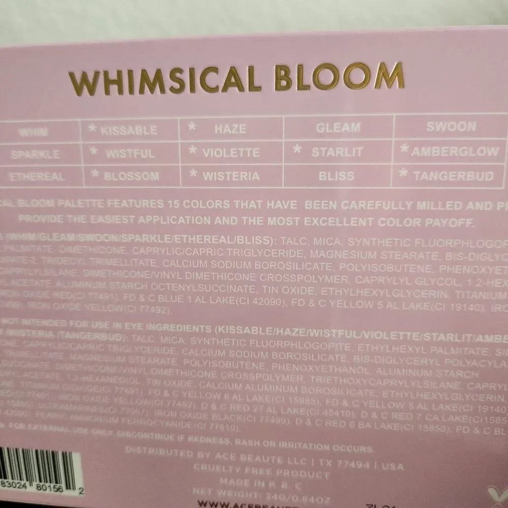 Ace Beaute Whimsical Bloom Eyeshadow Palette Vibrant Colors 15 Shades